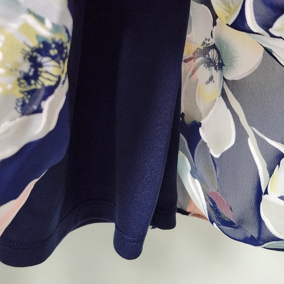 Leslie Fay Ruffle Halter Blue Floral Lined Chiffon Maxi Dress Size 6 - Picture 10 of 12